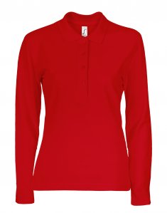 Женская футболка поло с длинным рукавом Sols PODIUM Красный 11317/145 фото