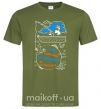 Мужская футболка Час проведений на рибалці Оливковый фото