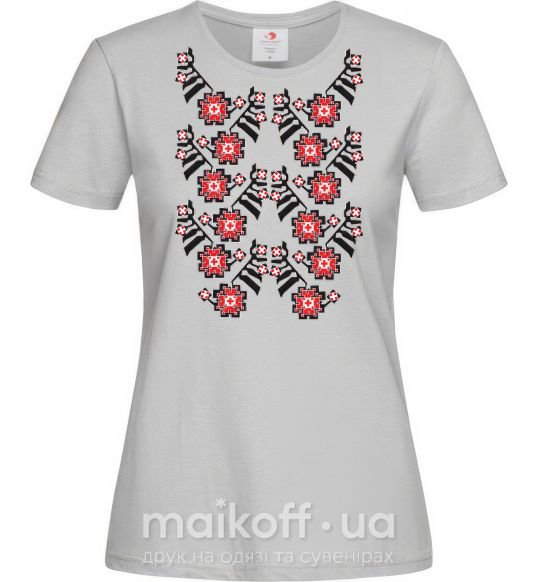 Жіноча футболка Black&red embroidery Сірий фото