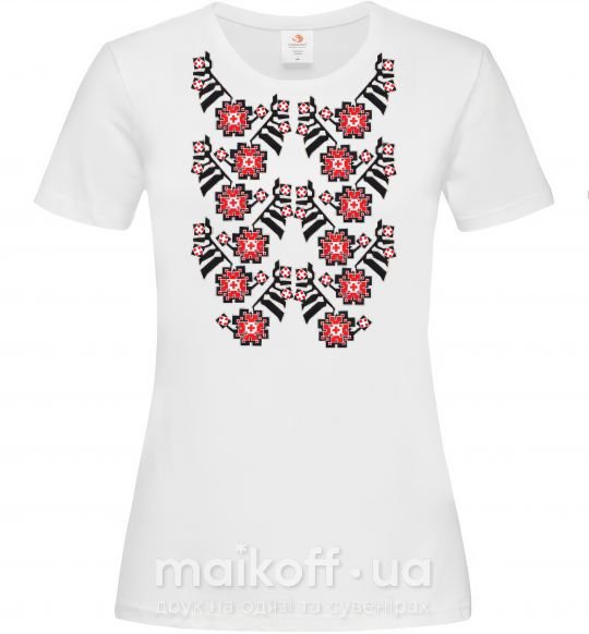 Женская футболка Black&red embroidery Белый фото
