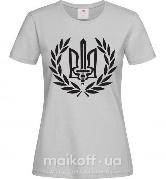 Женская футболка Україна тризуб-меч Серый фото