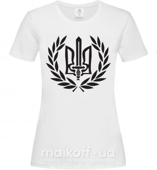 Женская футболка Україна тризуб-меч Белый фото