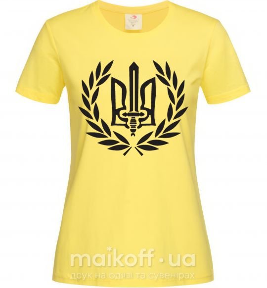 Женская футболка Україна тризуб-меч Лимонный фото