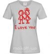Женская футболка I LOVE YOU. RED COUPLE. Серый фото