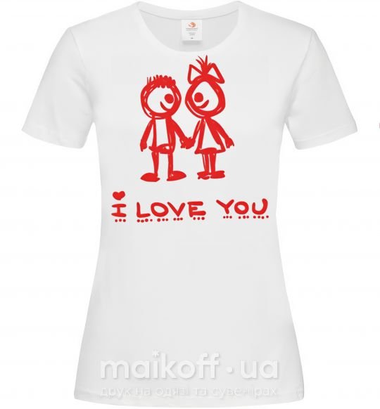 Женская футболка I LOVE YOU. RED COUPLE. Белый фото