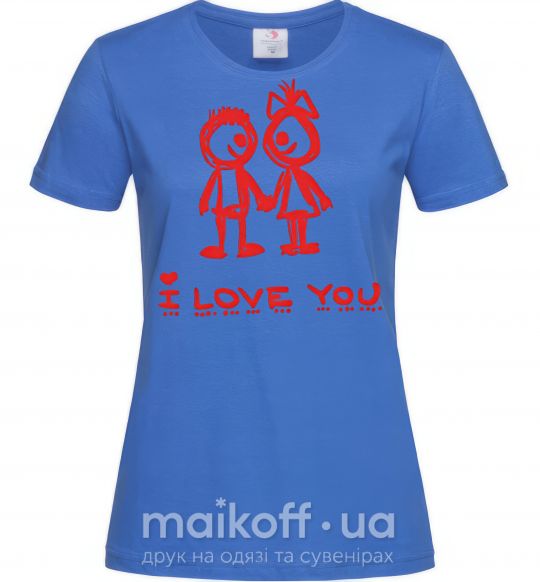 Жіноча футболка I LOVE YOU. RED COUPLE. Яскраво-синій фото