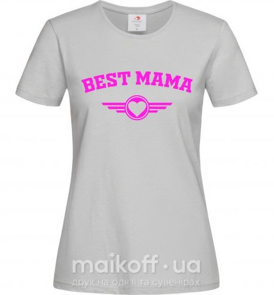 Жіноча футболка BEST MAMA с сердечком Сірий фото