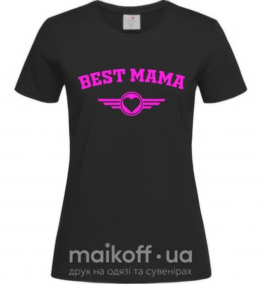 Жіноча футболка BEST MAMA с сердечком Чорний фото