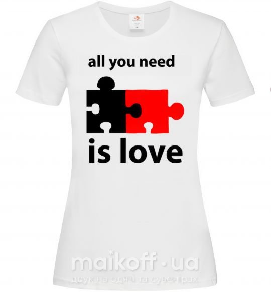 Женская футболка ALL YOU NEED IS LOVE Puzzle Белый фото