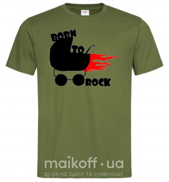 Мужская футболка BORN TO ROCK Оливковый фото