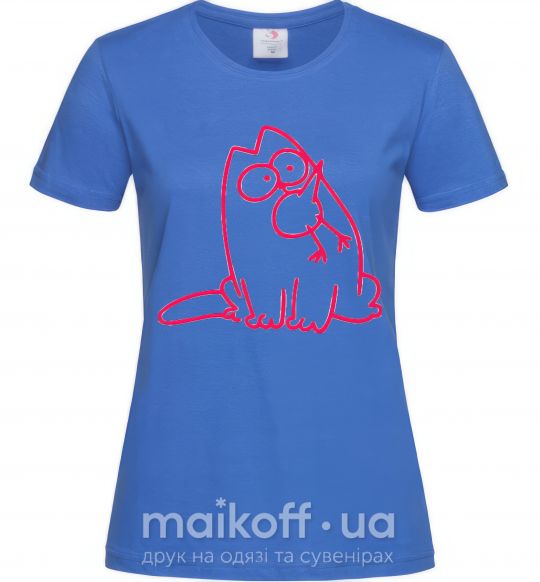 Женская футболка SIMON'S CAT с птичкой во рту Ярко-синий фото