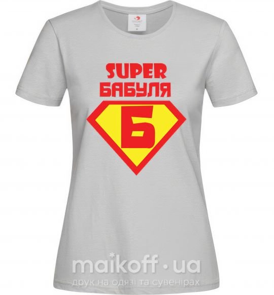 Жіноча футболка SUPER БАБУЛЯ Сірий фото