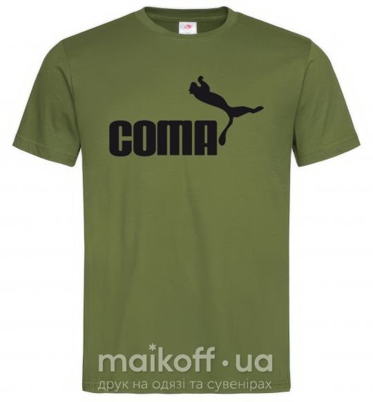 Чоловіча футболка COMA с пумой Оливковий фото