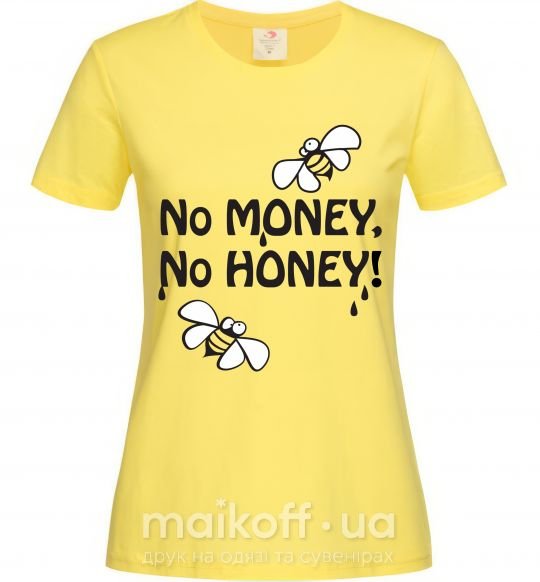 Жіноча футболка NO MONEY - NO HONEY Лимонний фото