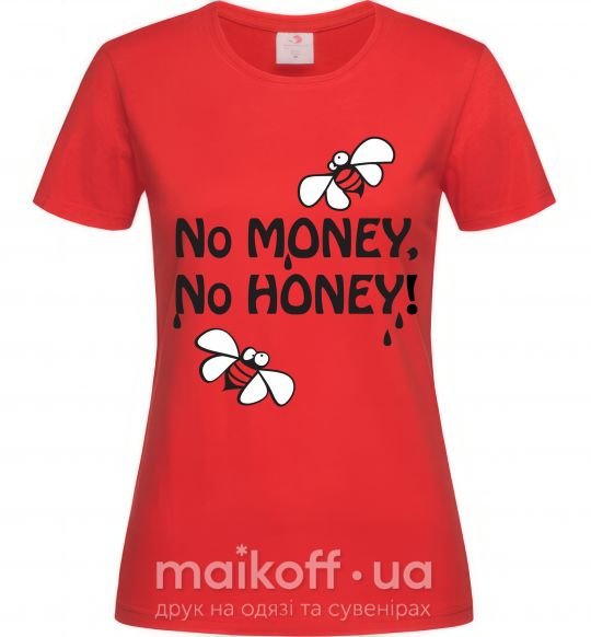 Жіноча футболка NO MONEY - NO HONEY Червоний фото