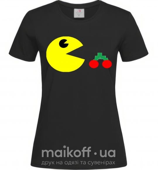Жіноча футболка Pacman arcade Чорний фото
