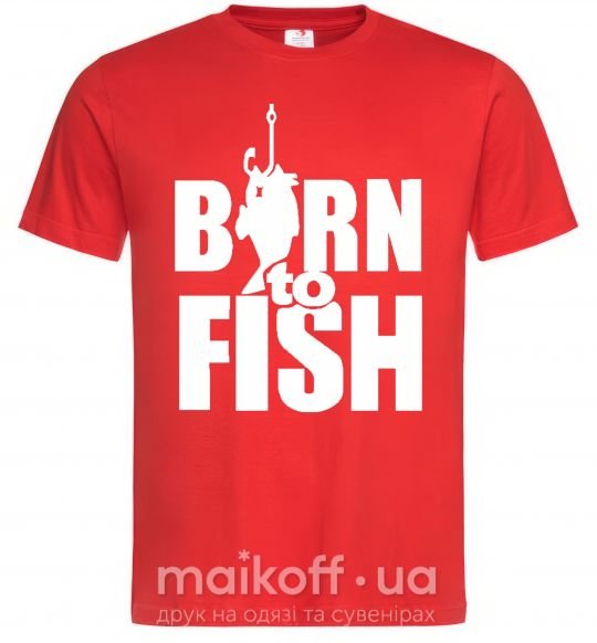 Мужская футболка BORN TO FISH Красный фото