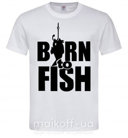 Мужская футболка BORN TO FISH Белый фото