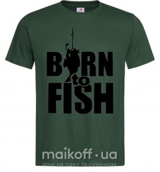 Мужская футболка BORN TO FISH Темно-зеленый фото