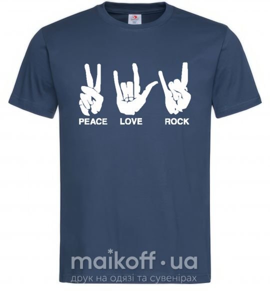 Чоловіча футболка PEACE LOVE ROCK Темно-синій фото