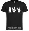Мужская футболка PEACE LOVE ROCK Черный фото