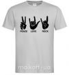 Мужская футболка PEACE LOVE ROCK Серый фото