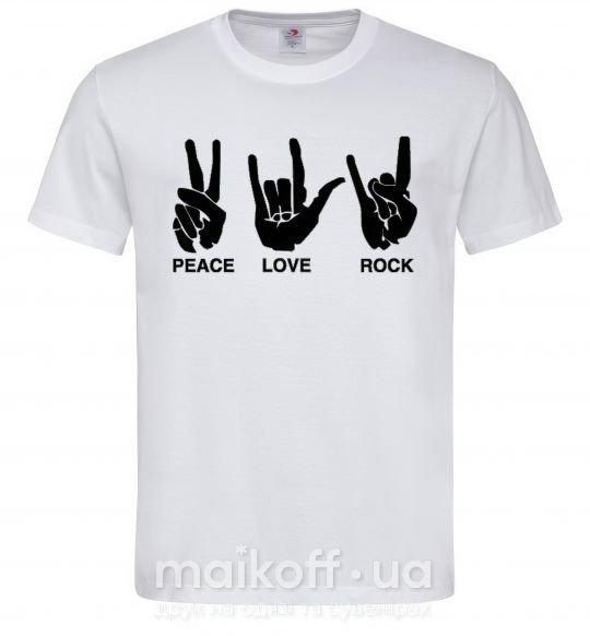 Чоловіча футболка PEACE LOVE ROCK Білий фото
