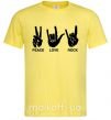 Чоловіча футболка PEACE LOVE ROCK Лимонний фото
