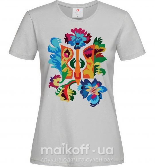 Жіноча футболка Герб квіти Сірий фото