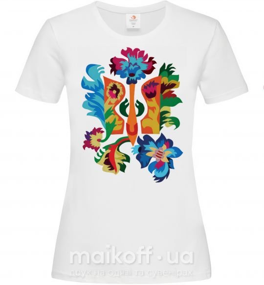 Жіноча футболка Герб квіти Білий фото