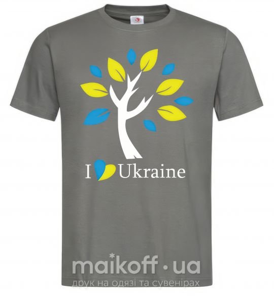 Мужская футболка Україна - дерево Графит фото