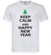 Мужская футболка Надпись KEEP CALM AND HAPPY NEW YEAR Белый фото