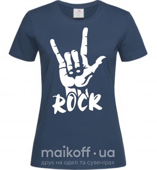 Жіноча футболка ROCK знак Темно-синій фото