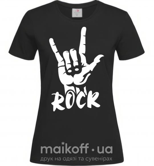 Жіноча футболка ROCK знак Чорний фото