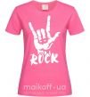 Жіноча футболка ROCK знак Яскраво-рожевий фото