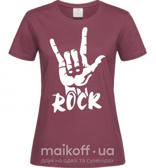 Женская футболка ROCK знак Бордовый фото