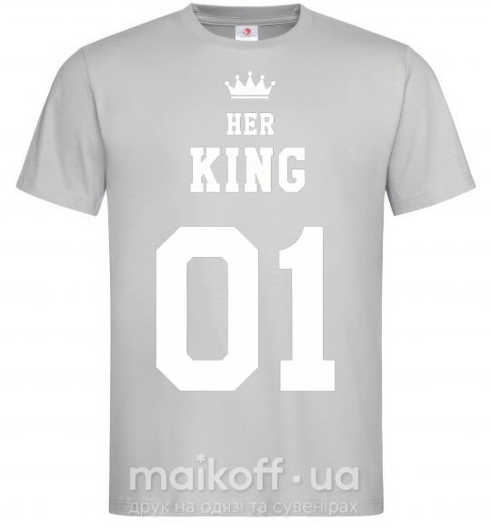 Мужская футболка her king Серый фото