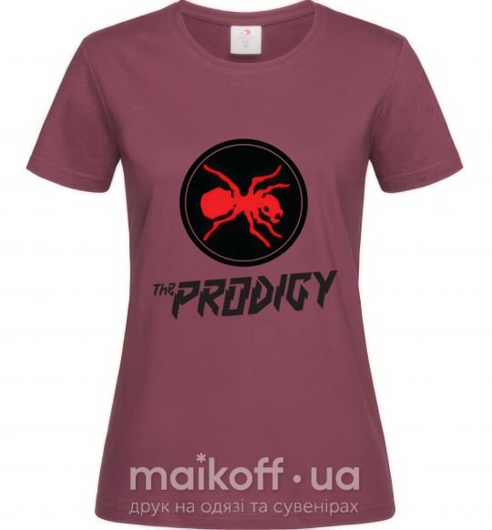 Жіноча футболка The prodigy Бордовий фото