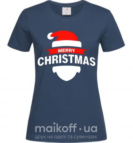 Женская футболка Merry Christmas santa hat Темно-синий фото