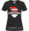 Женская футболка Merry Christmas santa hat Черный фото