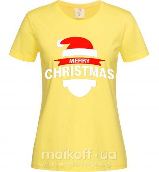 Женская футболка Merry Christmas santa hat Лимонный фото