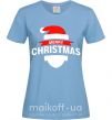 Женская футболка Merry Christmas santa hat Голубой фото