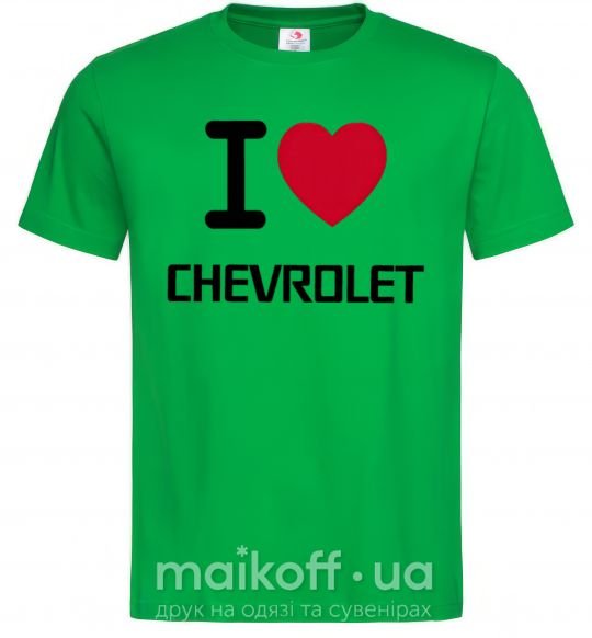 Мужская футболка I love chevrolet Зеленый фото