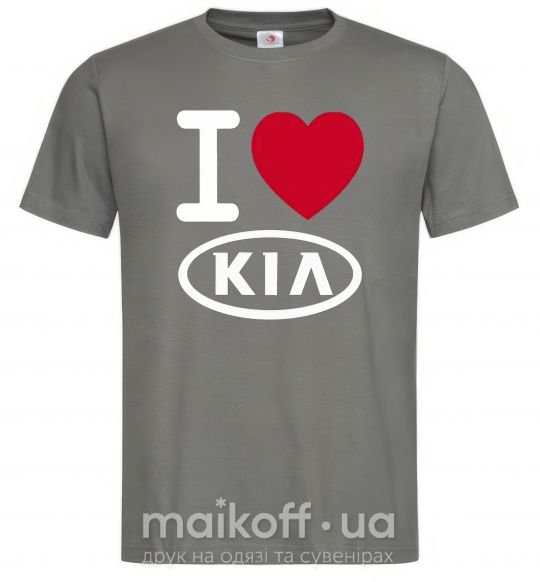 Чоловіча футболка I Love Kia Графіт фото