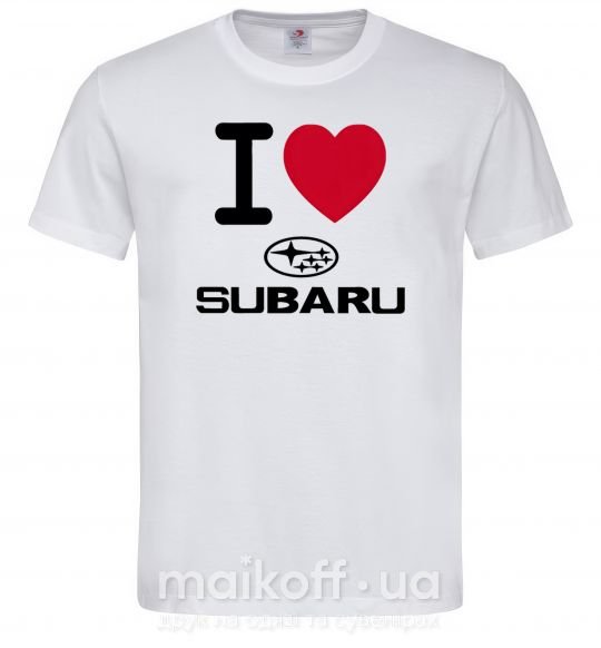 Мужская футболка I Love Subaru Белый фото