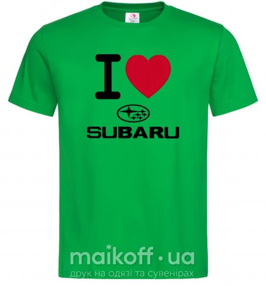 Мужская футболка I Love Subaru Зеленый фото
