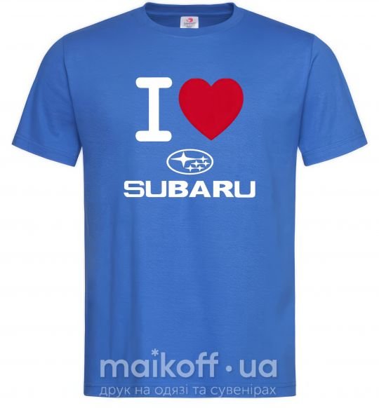 Мужская футболка I Love Subaru Ярко-синий фото