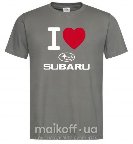 Чоловіча футболка I Love Subaru Графіт фото