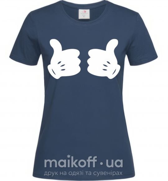 Женская футболка Mickey hands thumbs up Темно-синий фото