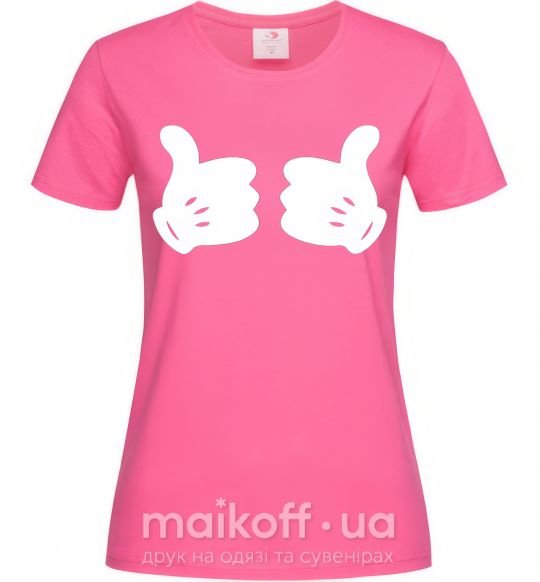 Женская футболка Mickey hands thumbs up Ярко-розовый фото